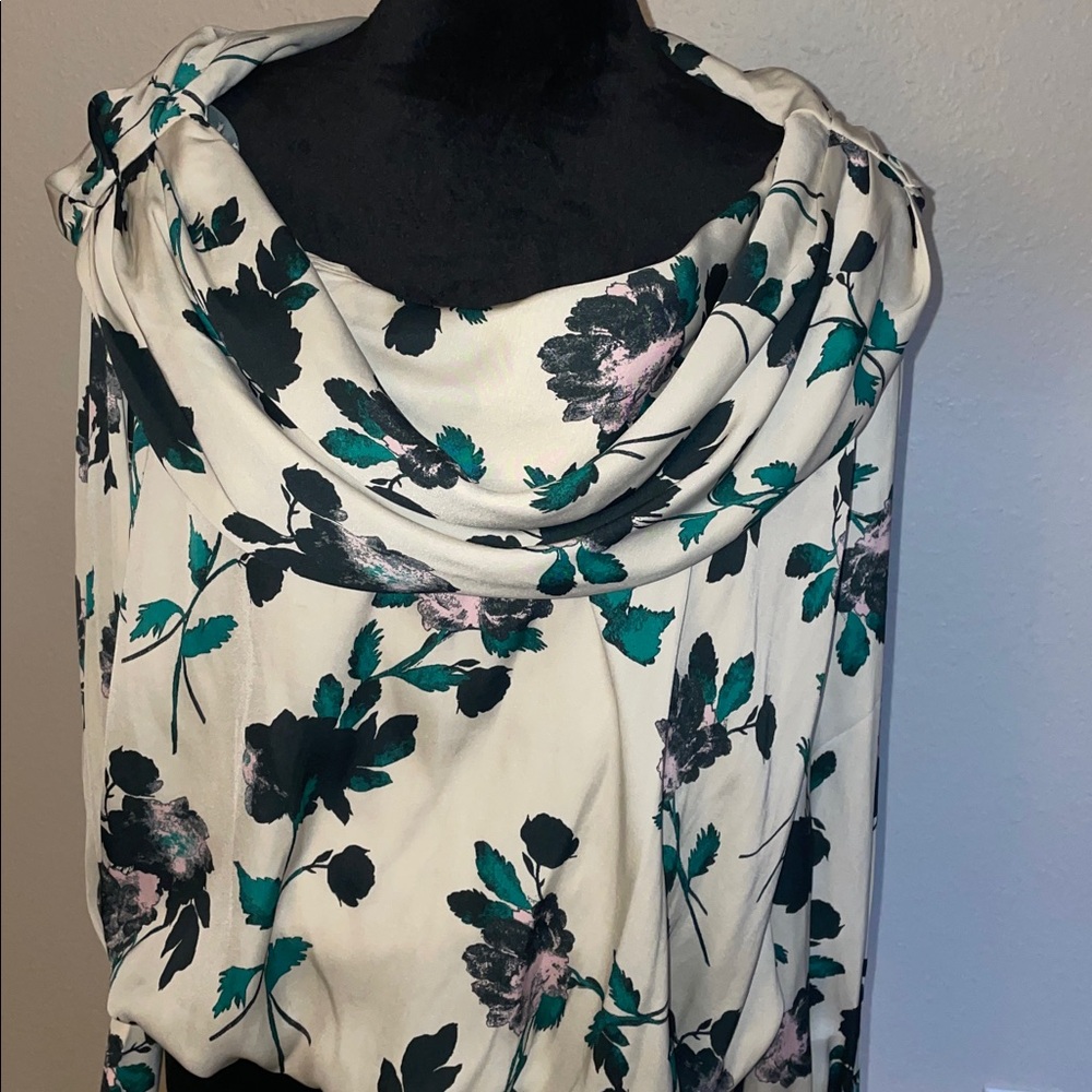 FREE PEOPLE 
Floral Cowl Neck Blouse